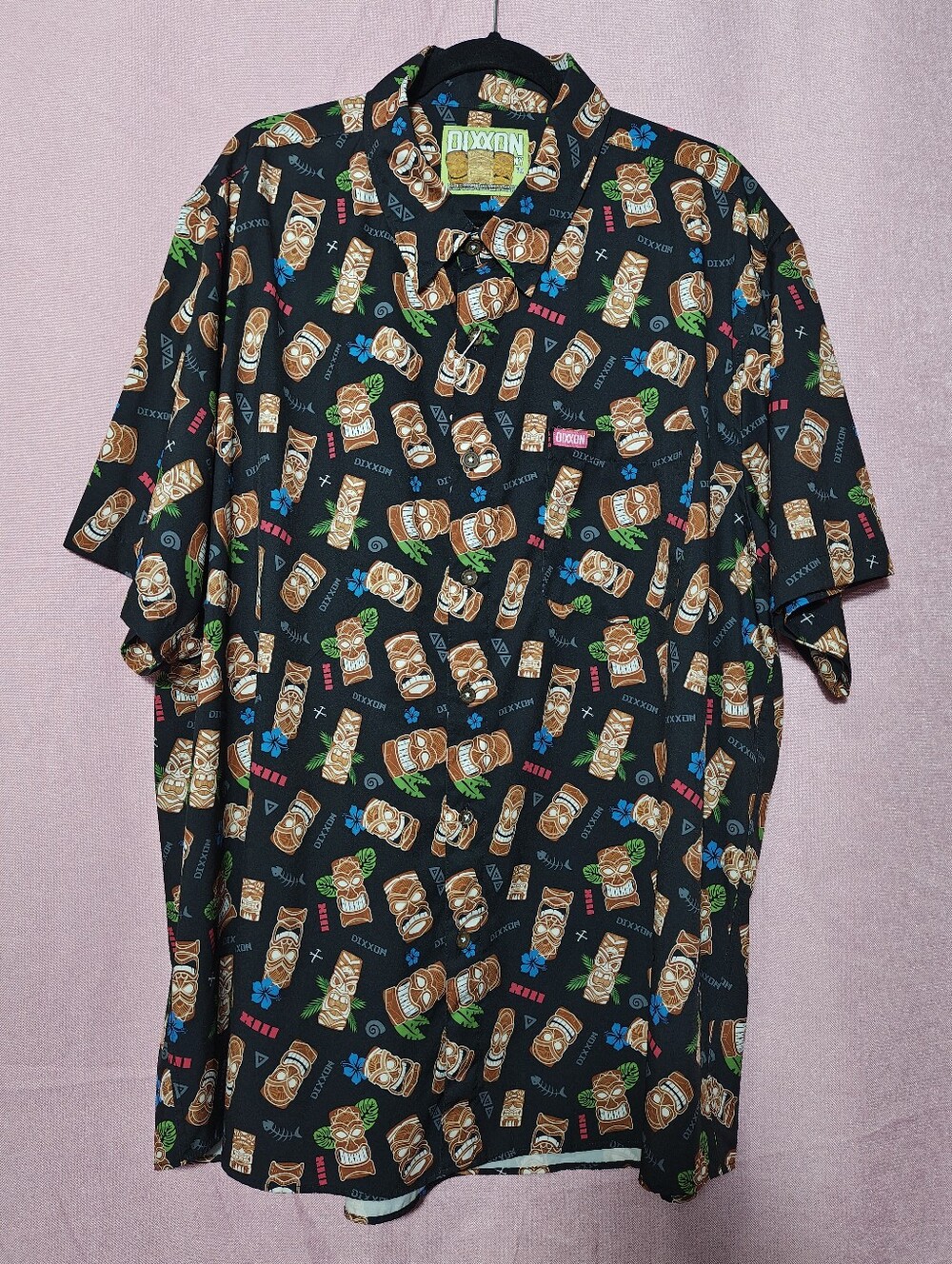 DIXXON Black Tiki XIII Print Button-Up Shirt Sz 3X
